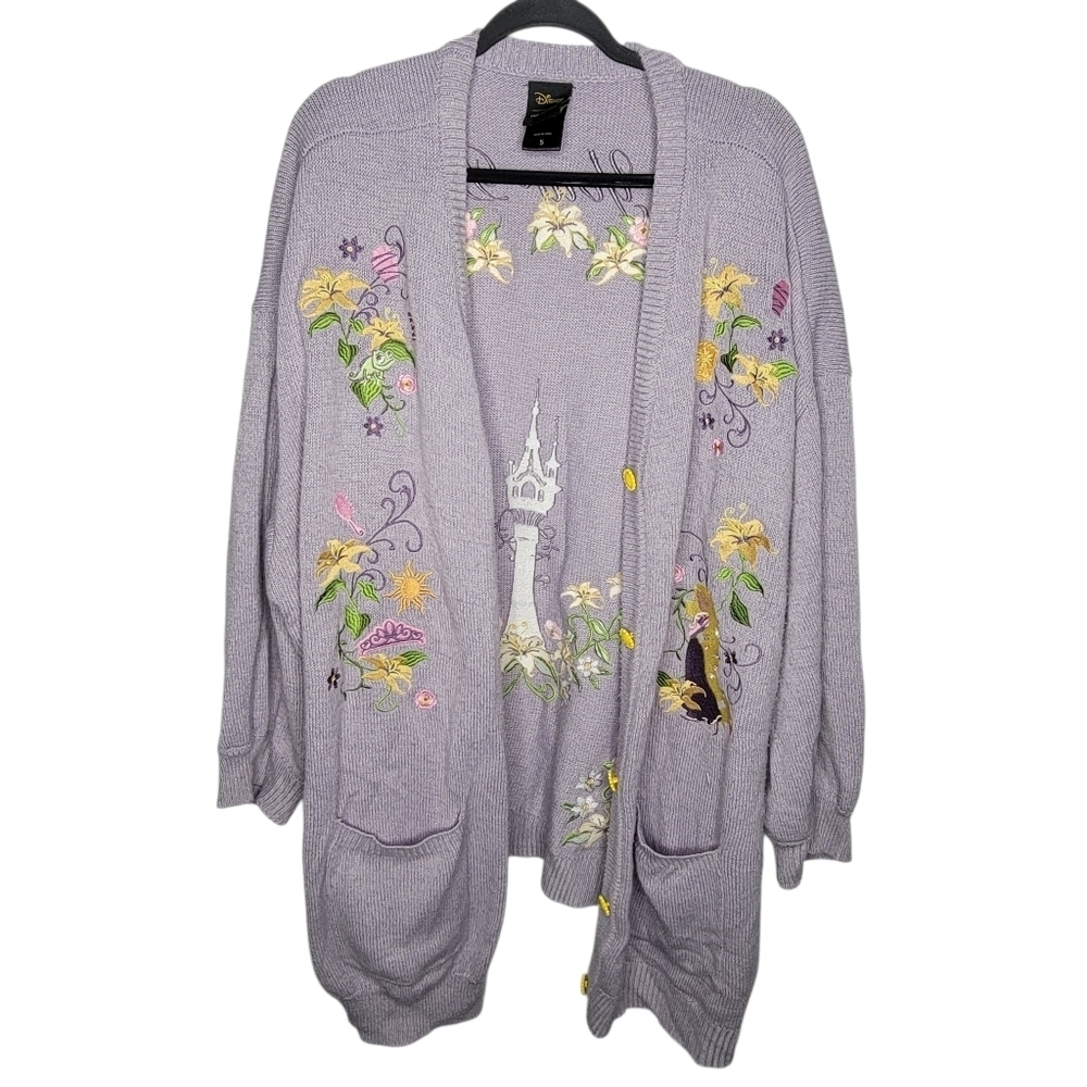 Disney Her Universe Tangled Rapunzel Flowers Embroidered Cardigan Size XXL - Picture 3 of 5
